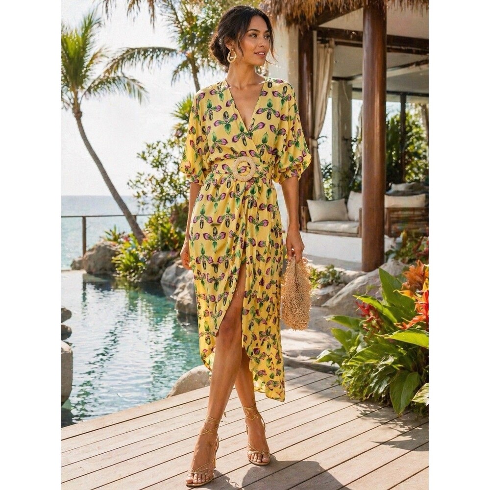 PatBO Rio Print Cutout Maxi Dress Size 6 Resort Wedding Guest